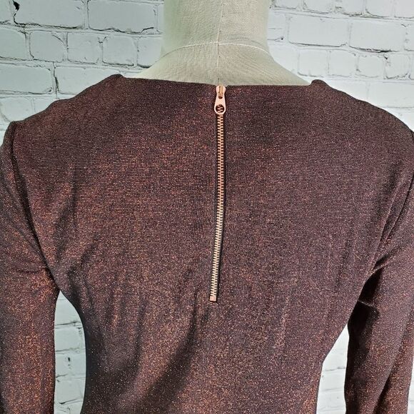 Ted Baker Front Twist Lizzey Dress Copper Metallic - Picture 5 of 8